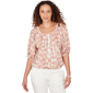 Womens Skyes the Limit Blooming Pastels Printed Elbow Sleeve Fa - image 1