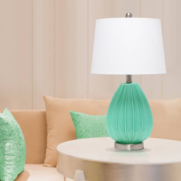 Lalia Home Pleated Table Lamp w/White Fabric Shade