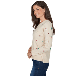 Petite Ruby Rd. Happy Holidays Embroidered Christmas Sweater