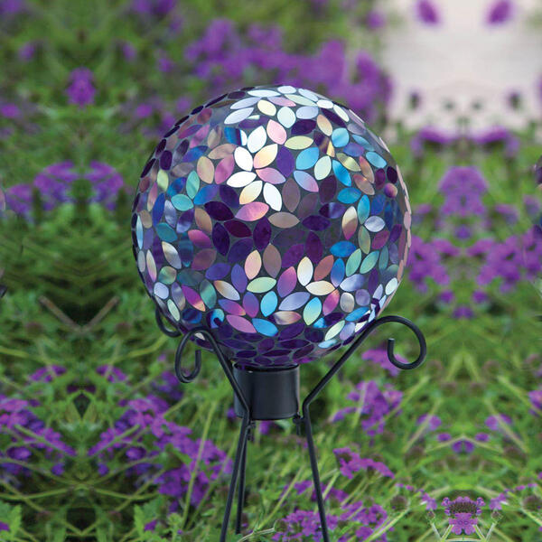 Evergreen Iridescent Purple Mosaic Glass Gazing Ball - image 