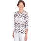 Petite Alfred Dunner 3/4 Sleeve Print Chevron with Shimmer Tee - image 3