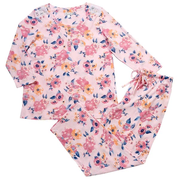 Womens Celestial Dreams 3/4 Sleeve Lace Shoulder Floral Pajama