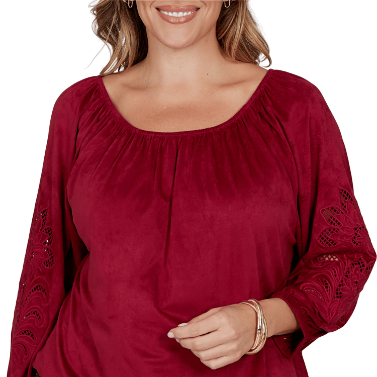 Plus Size Ruby Rd. English Countryside Floral Cutout Blouse