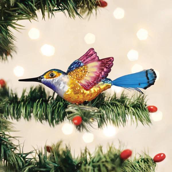 Old World Christmas Vibrant Hummingbird Glass Ornament - image 