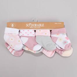 Baby Girl so''dorable&#40;R&#41; 8pk. Floral & Dot Turn Cuff Socks