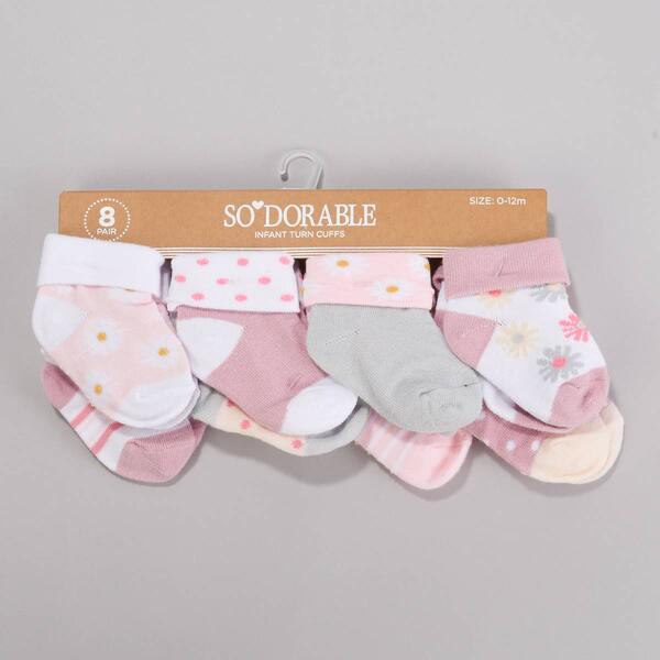 Baby Girl so''dorable&#40;R&#41; 8pk. Floral & Dot Turn Cuff Socks - image 