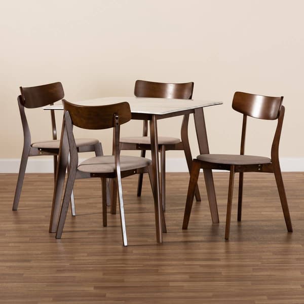 Baxton Studio Reba Modern Walnut Brown Wood 5pc. Dining Set