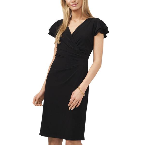 Petite MSK Short Sleeve Surplice Side Ruched ITY Dress