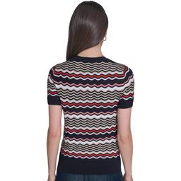 Womens Tommy Hilfiger Short Sleeve Scallop Stripe Sweater