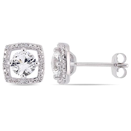 Gemstone Classics&#40;tm&#41; White Gold & Sapphire Stud Earrings - image 