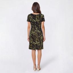 Petite Connected Apparel Short Sleeve Leaf Sheath Dress