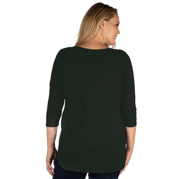 Plus Size 24/7 Comfort Apparel Criss Cross Round Hem Tunic Top