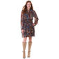 Womens Vivid Aura Long Sleeve Paisley Tie Neck A-Line Dress - image 1