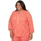 Plus Size Alfred Dunner Resort Living Lace Scroll Henley Blouse - image 3