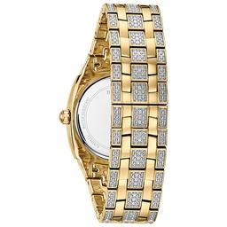 Mens Bulova Crystal Pave Gold-Tone Bracelet Watch - 98B323