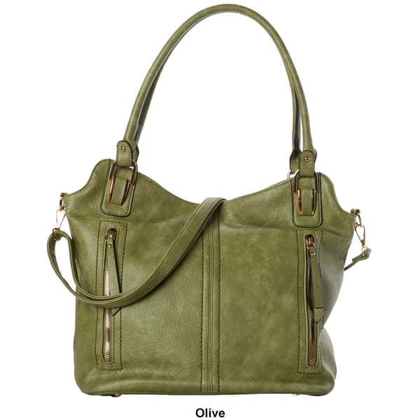DS Fashion NY Double Handle Zip Front Pocket Tote