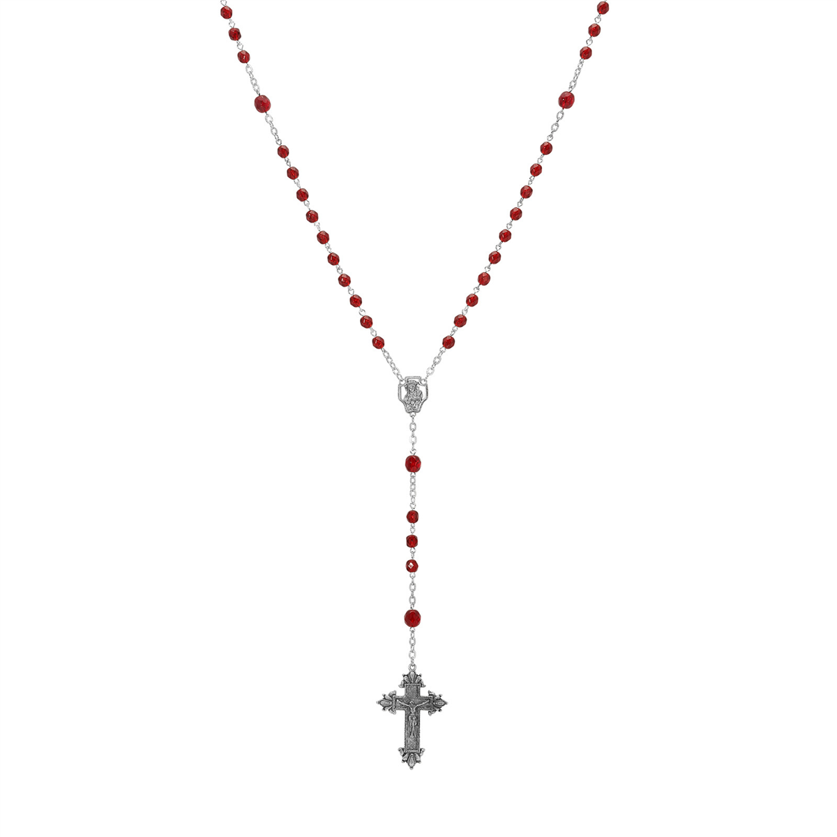 Symbols of Faith Silver-tone Beaded Crucifix Rosary