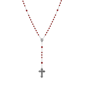 Symbols of Faith Silver-tone Beaded Crucifix Rosary - Dark Red - image 1