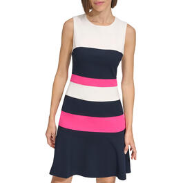 Womens Tommy Hilfiger Color Block Fit & Flare Scuba Dress