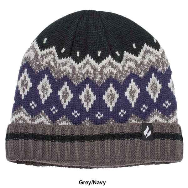 Mens Heat Holders® Dan Fair Isle Diamonds Roll Up Hat