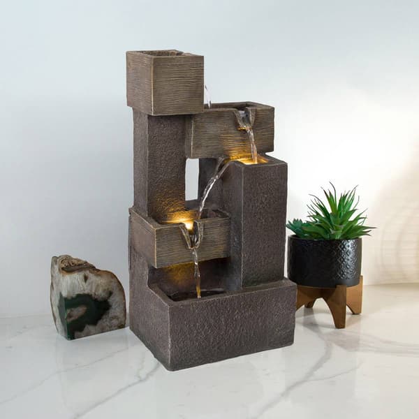 Alpine 5-Tier Cascading Fountain w/ Warm White LED Lights