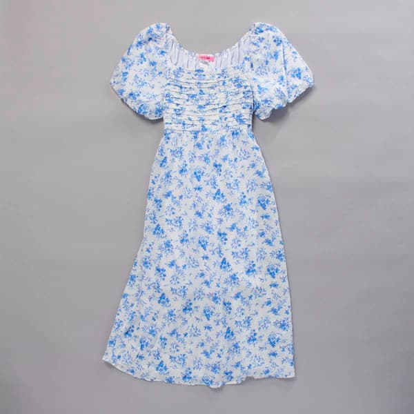 Girls (7-16) Paper Doll Floral Puff Sleeve Maxi Dress - Blue - image 