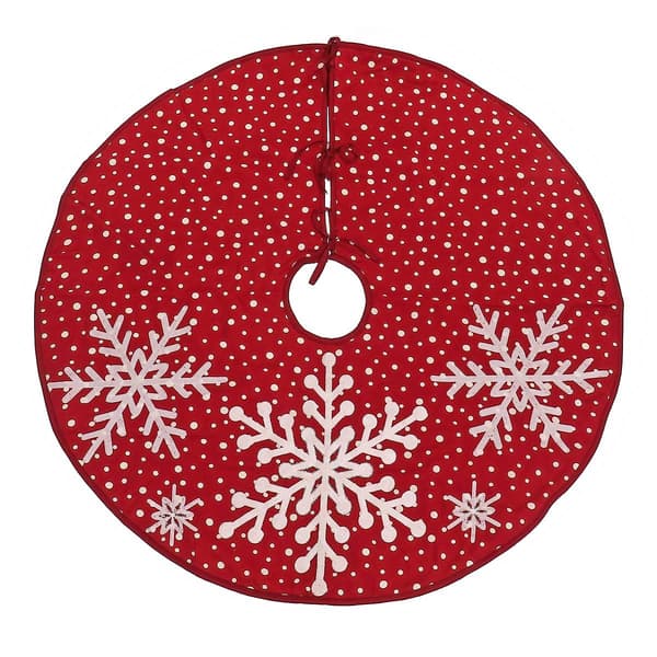 National Tree 52in. Red Tree Skirt w/ Snowflake Embroidery - image 