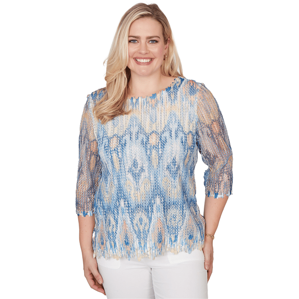 Womens Alfred Dunner Out Of The Blue Dramatic Ikat Scallop Trim - image 