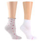 Womens Dr. Motion 2pk. Heart & Solid Lettuce Edge Quarter Socks - image 1
