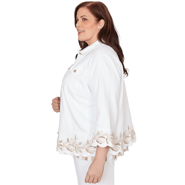 Plus Size Alfred Dunner Natural Wonder Embroidered Denim Jacket