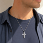 Mens Lynx 1/2ctw. Lab-Grown Diamond Cross Necklace-LGM0020P50SIL - image 5