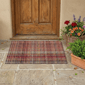 HomeRoots Red Orange & Brown Plaid Non Skid Accent Rug - image 1