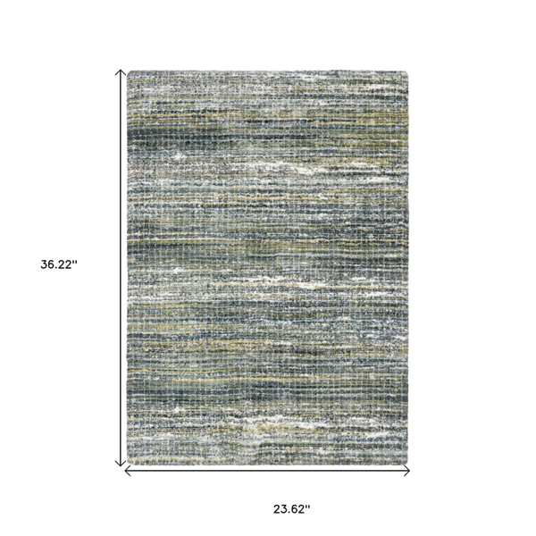 HomeRoots Green & Blue Geometric Distressed Accent Rug