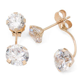 10kt. Yellow Gold & Cubic Zirconia Illusion Earrings
