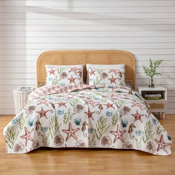 FreshFolds Castaway 3pc. Reversible Sea Life Quilt Set - image 