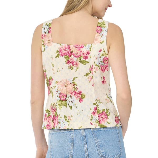 Womens Cece Square Neck Button Up Floral Vest