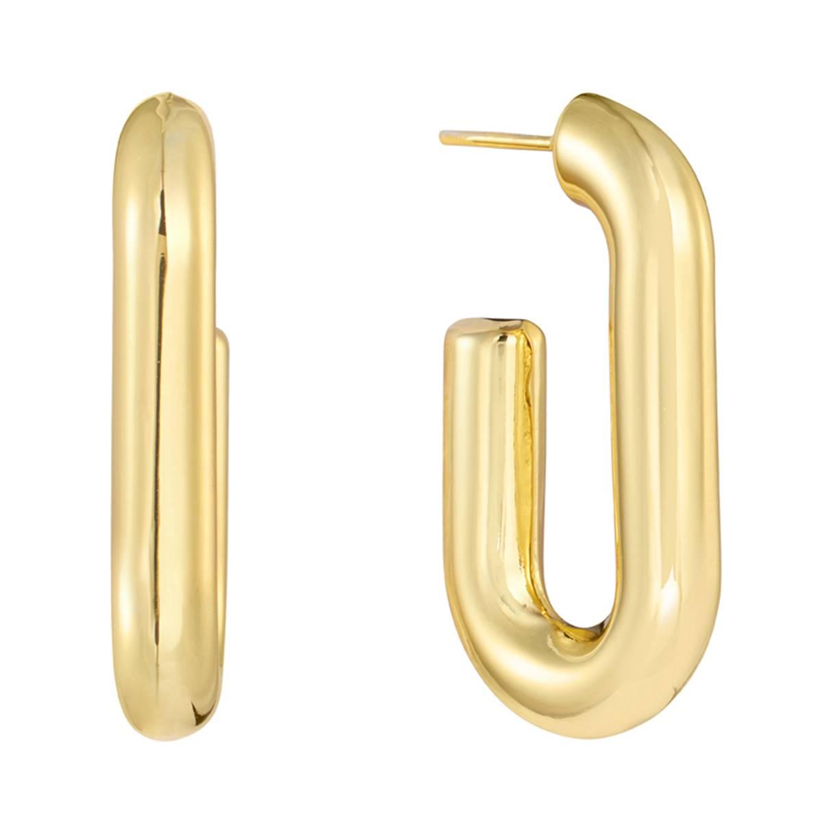 Athra 34mm Gold Over Silver Elongated Hoop Earrings