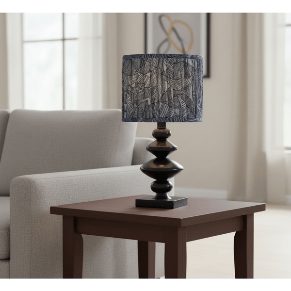 Adesso Samira Table Lamp with Soft Pleated Blue Fabric Shade