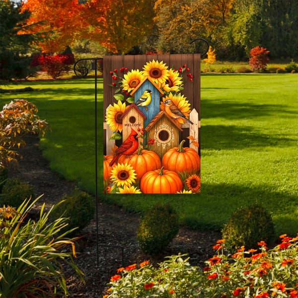 Briarwood Lane Fall Birdhouse Trio Garden Flag