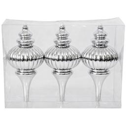 Shatterproof Silver Finial & Pink Cupcake Ornaments
