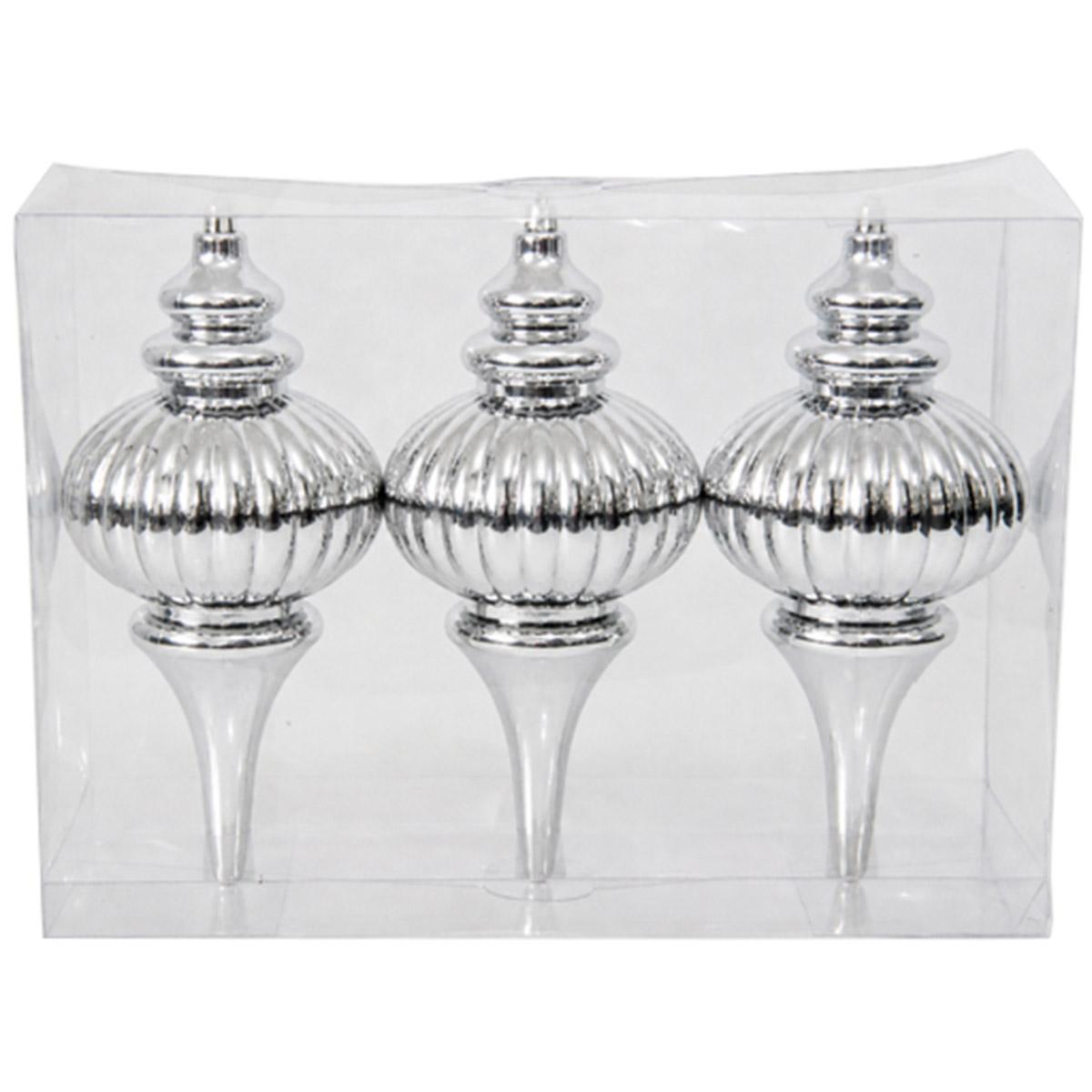 Shatterproof Silver Finial & Pink Cupcake Ornaments