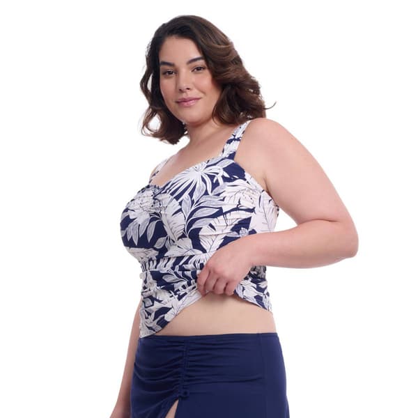 Plus Size Profile by Gottex Tropical Leaf Tankini Swim Top
