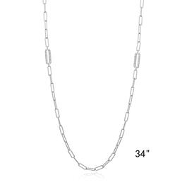 Forever Facets Sterling Silver Long Paperclip Necklace