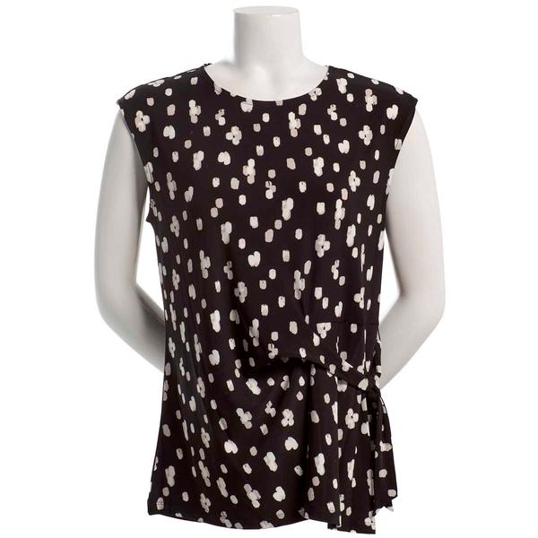 Womens Kasper Sleeveless Side Tie Dot Blouse - image 