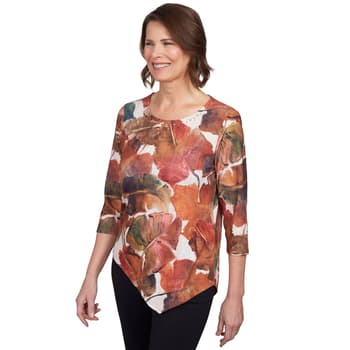 Womens Alfred Dunner Classics Leaves Blouse - Boscov's