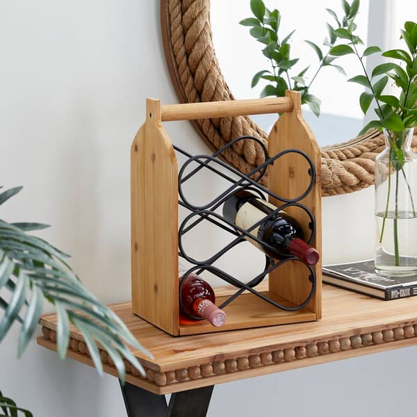 9th &amp; Pike® Wood and Metal Wine Holder