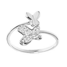 Athra Sterling Silver CZ Butterfly Bypass Ring