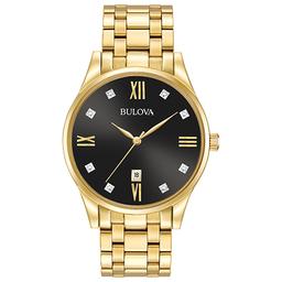 Mens Bulova Gold-Tone & Diamond Dial Watch - 97D108