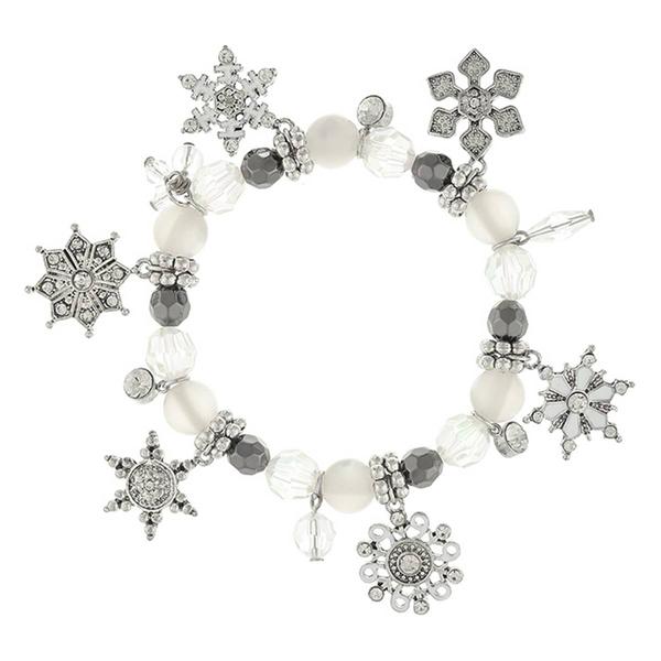 Silver Plated Snowflake Charm Bracelet - image 