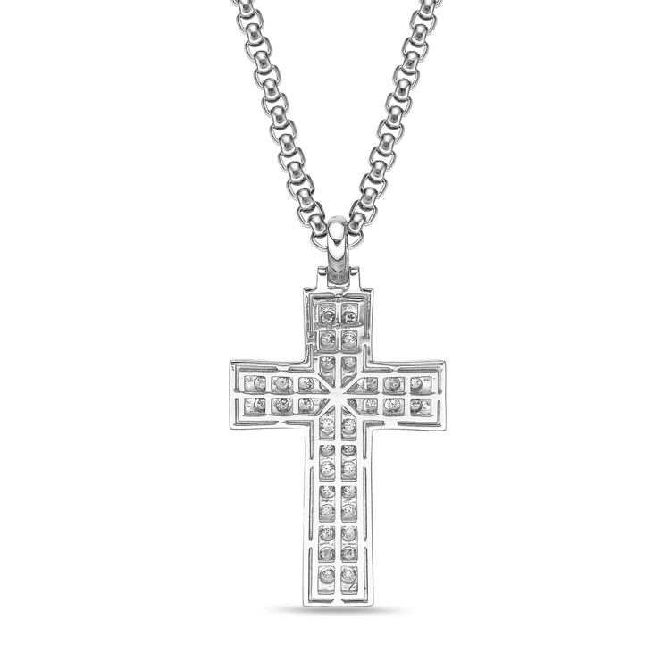 Mens Lynx 1/2ctw. Lab-Grown Diamond Cross Necklace-LGM0025P50SIL